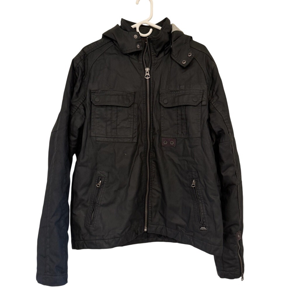 Petrol Industries Black Hooded Jacket Mens Streetwear Utility Minimalist